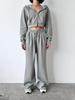 2025 Autumn Women's Casual Solid Color Zip-Up Hoodie & Drawstring Sweatpants Set