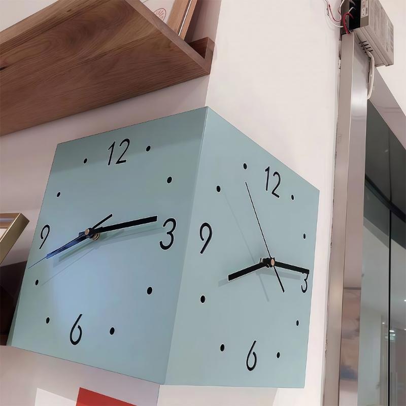 Double Sided Corner Wall Clock,Decorative Wall Clocks with Light for Living Room Decors Wall Mounted Angles Clocks Gift