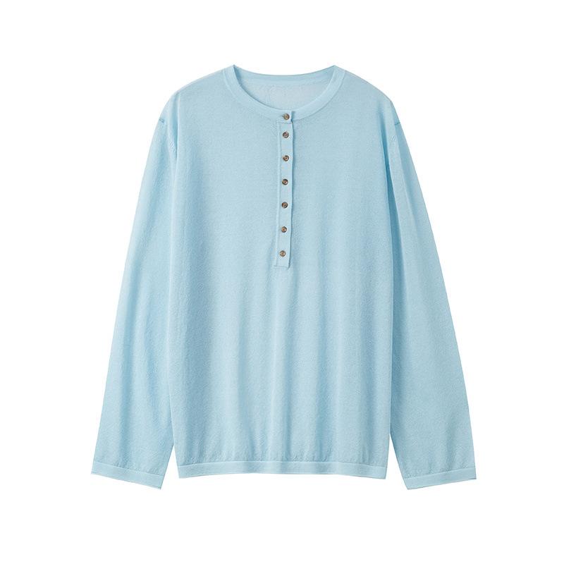 

Дизайн с воротником-стойкой, вязаный свитер, пуловер с длинными рукавами, женский тонкий, новая мода, базовая рубашка one size fits all синий