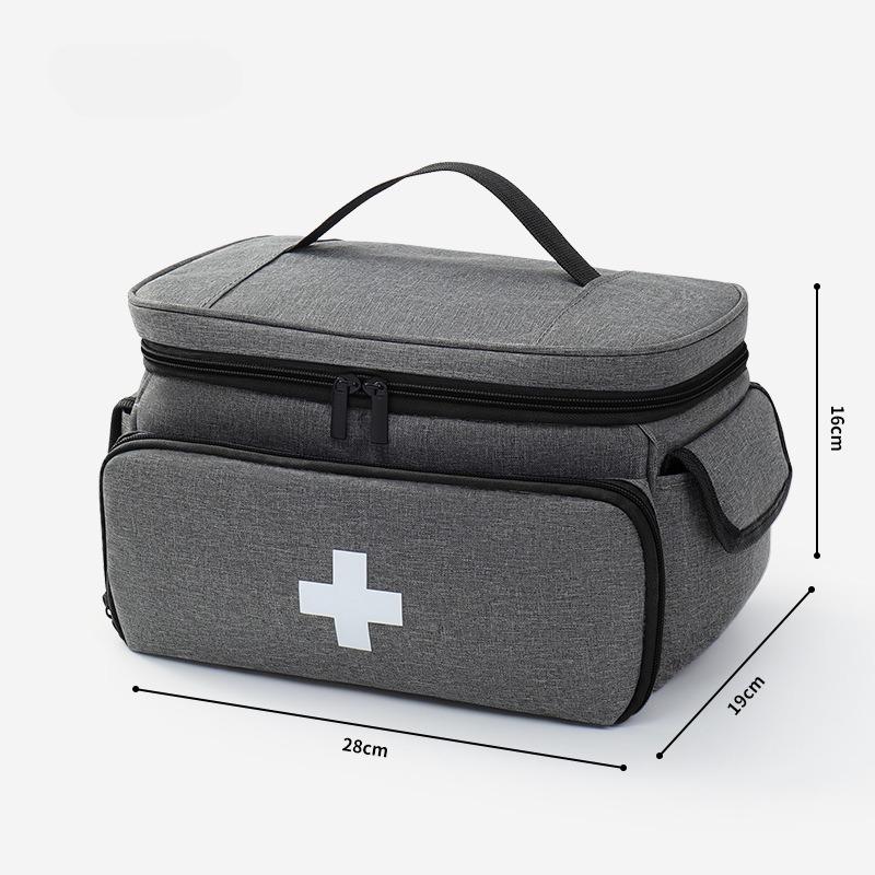 First Aid Storage Bag Oxford Cloth Medicine Organizer With Compartments Handle And Zipper Pockets For Home Travel Emergency Supplies