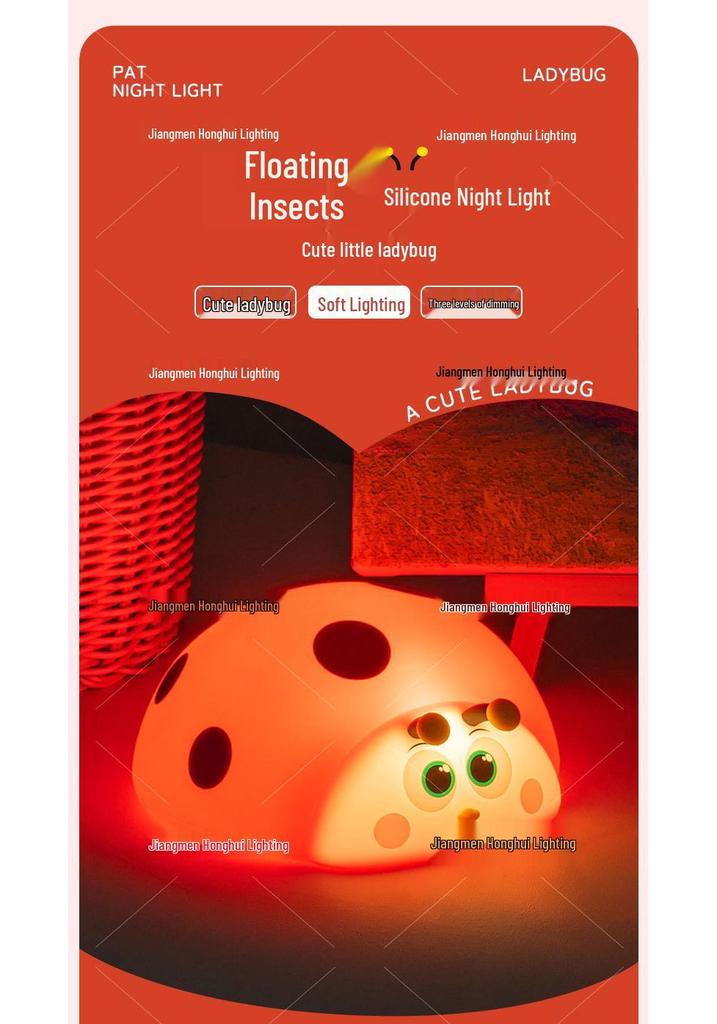 Cross-Border Ladybug Silicone Night Light: Rechargeable LED Bedside Ornament