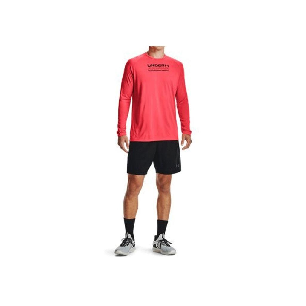 Under Armour Camiseta de Entrenamiento de Manga Larga Corte Recto con Estampado de Logo para Hombre Tops Rojo 1361705-628