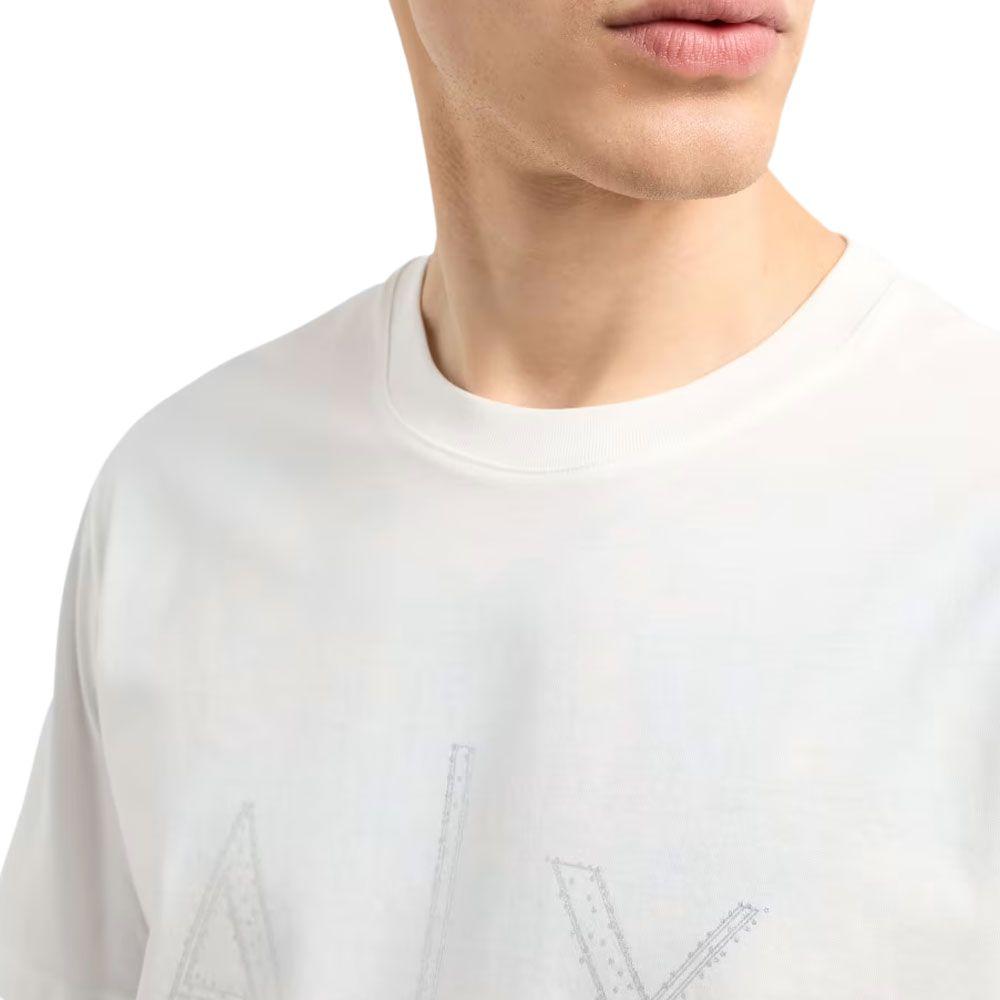 Armani Exchange Rhinestone Logo Regular Fit Short Sleeve T-Shirt Men Tops White XM000325-AF10364-U0009