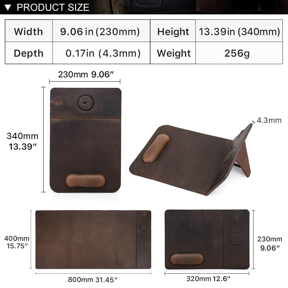 Genuine Leather Mouse Pad With Qi Wireless Charging Desk Pad For Xiaomi Iphone Samsung Galaxy Huawei Type USB C Keyboard Mat