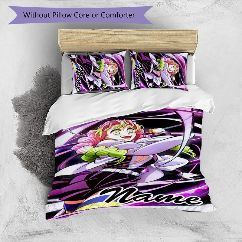 3pcs Demon Slayer5 Cover Set - Personalized Name, HD Printed Bedding with 1 Cover and 2 Pillowcases - Perfect for Home Decor, Easy Care