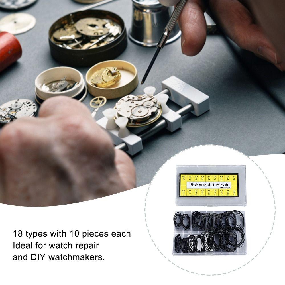 180pcs 0.5mm 0.6mm Watch Repairing Tool Black Color Watch Back Cover Seals  Watch Replacement
