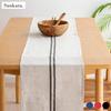Sankara Table Runner, Scandinavian Modern, Stylish, Chic, 100% Linen, 230 x 33cm, Tablecloth, Table Center, Double Stripe x Navy