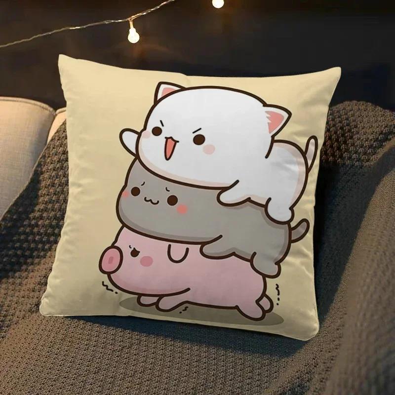 Dakimakura Mochi Peach Cat Soft Cushion Cartoon Pattern Cover 45x45 for Bed Sofa Car Home Decor Decorative Pillowcase Anime