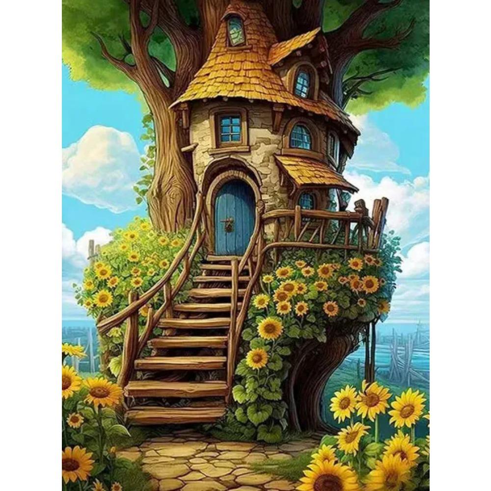 Diamant-Gemälde voller Bohrer, Sternenhimmel, Traumfänger, rundes Diamant-Gemälde, handgefertigt, Fantasie-Landschaft, DIY-Diamant-Mosaik-Gemälde, Heimdekoration