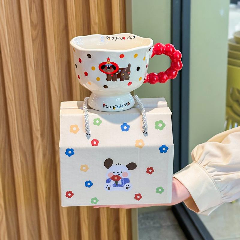 Super roztomilý kreativní štěněcí keramický hrnek dívka pár hrnek na vodu kancelářský hrnek na kávu dárek k narozeninám pro přítelkyni