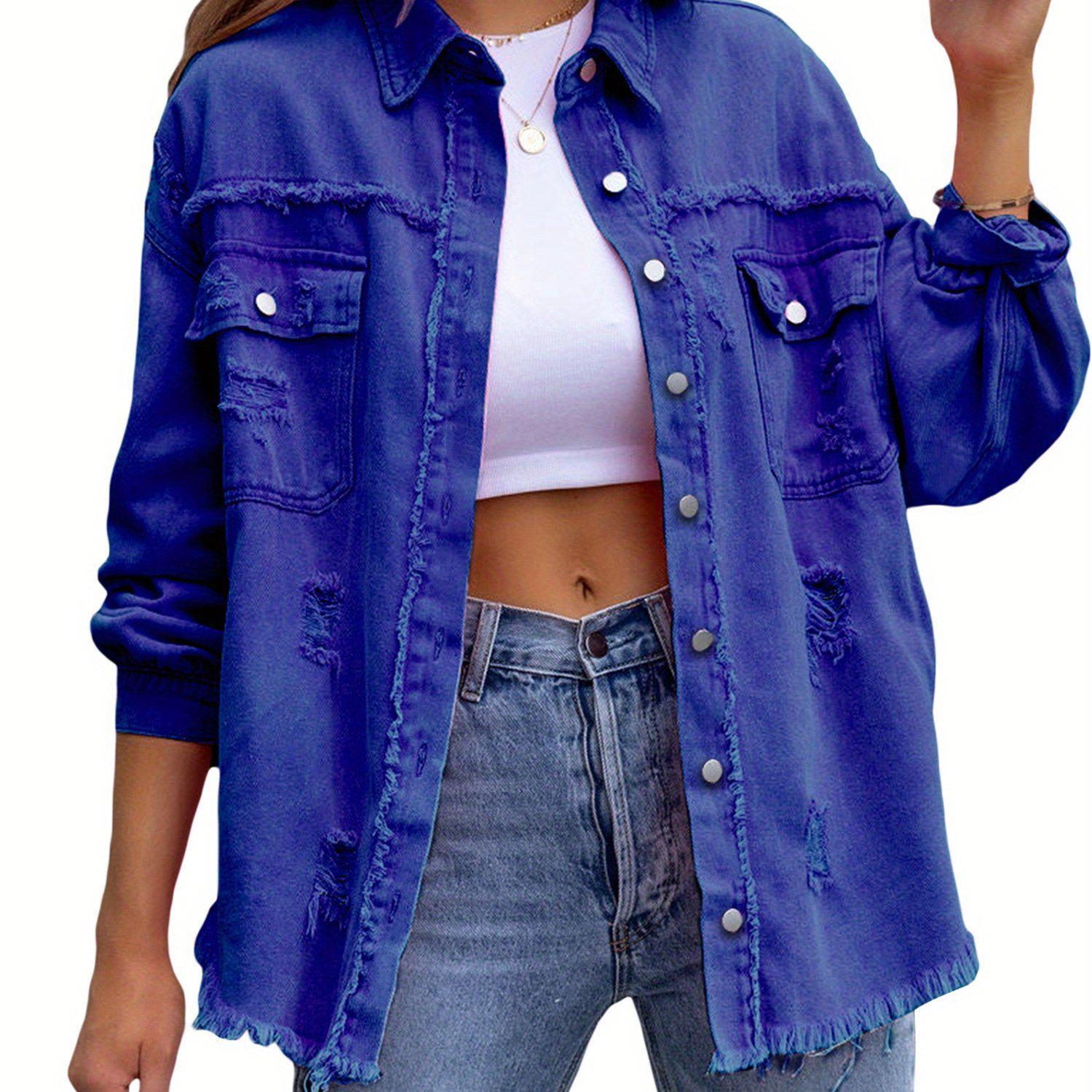 

Mid-length Distressed Denim Jacket S25885 XXL