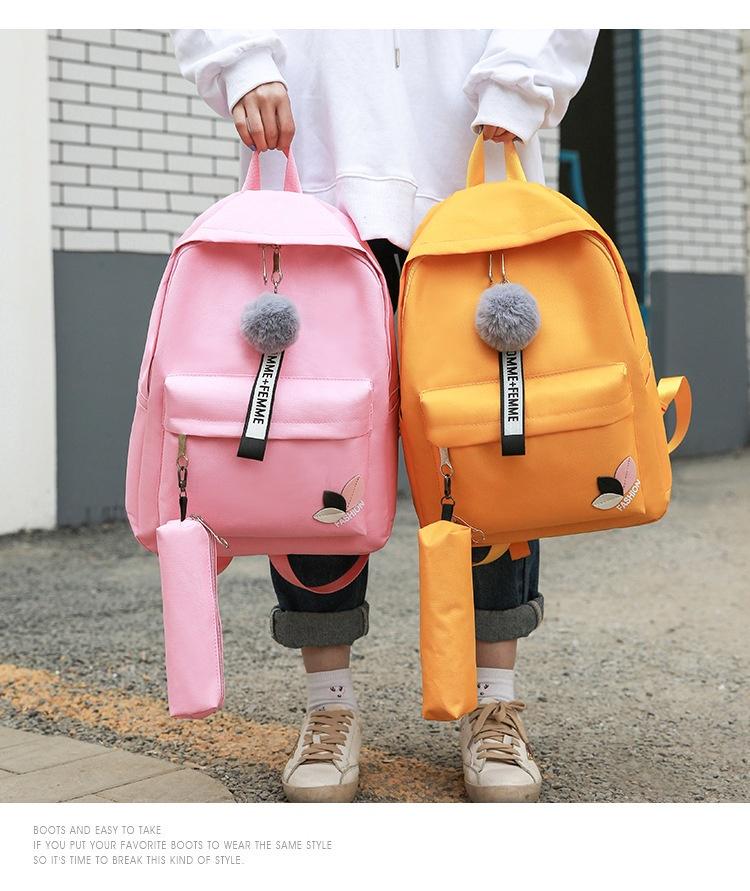 Buy 4pcs/set School Student Shoulder Bag Fashion Canvas Schoolbag Simple Handbag Backpack Pencil