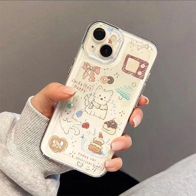Cartoon Puppy Transparent Space Case for Apple iPhone 13/15/16/17 Pro Max, 11/12