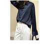 Women's Retro Hong Kong-Style White Satin Drape Shirt - Loose-Fit Korean Design