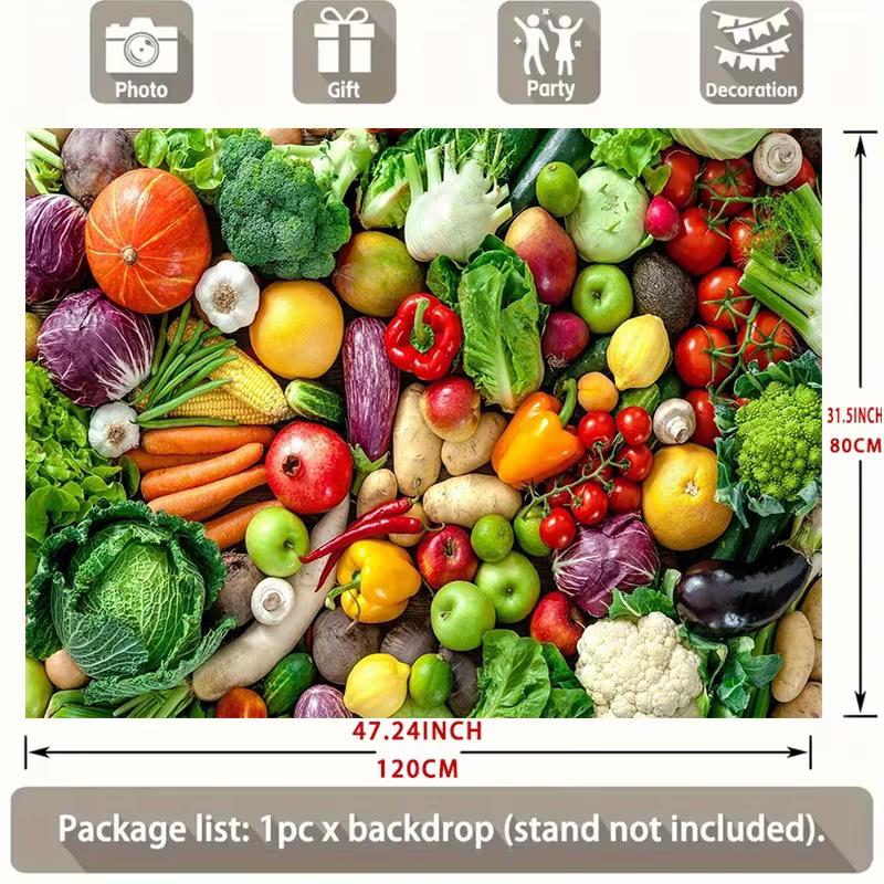 2D Healthy Food Tapestry, Assorted Fresh Produce Background Cloth