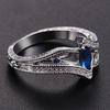 Navy Blue Gemstone Ring for Women, Modern Geometric Design CopperRing, Romantic Engagement & Party Jewelry Gift for Her