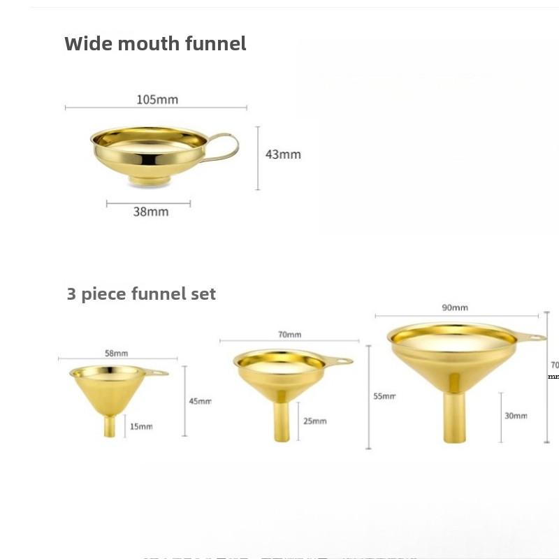 Golden Wide-mouth Funnel Food Grade Stainless Steel Kitchen Small Mini Metal Gold Food Funnel for Filling Bottles Kitchen Use