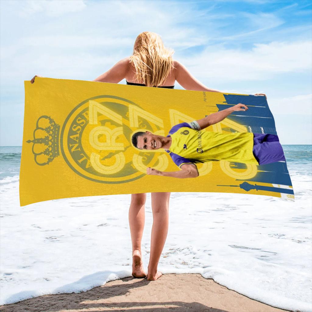 Asciugamano da Spiaggia in Microfibra Giocatori Stampa Cristiano Ronaldo Asciugatura Rapida Telo da Spiaggia Senza Sabbia Morbido Confortevole Per Uomini Donne Campeggio