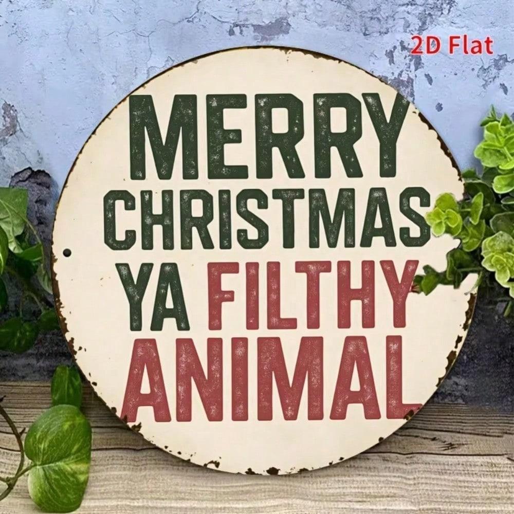 

Merry Christmas You Filthy Animal 8x8 Inch Metal Wall Art Vintage Tin Sign 20x20 разноцветный