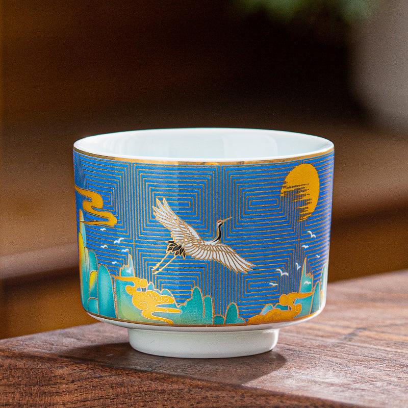 NEW Enamel Color 999 Pure Silver Inner Liner Ruihe Kung Fu Tea Master Cup Home Set Gift Box