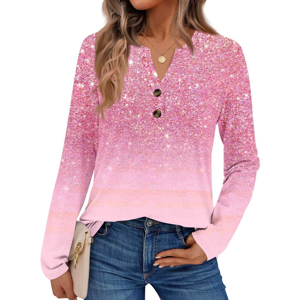 Women's Printed Long Sleeve Shirts Elegant Casual Tops Trendy Shirts Tops