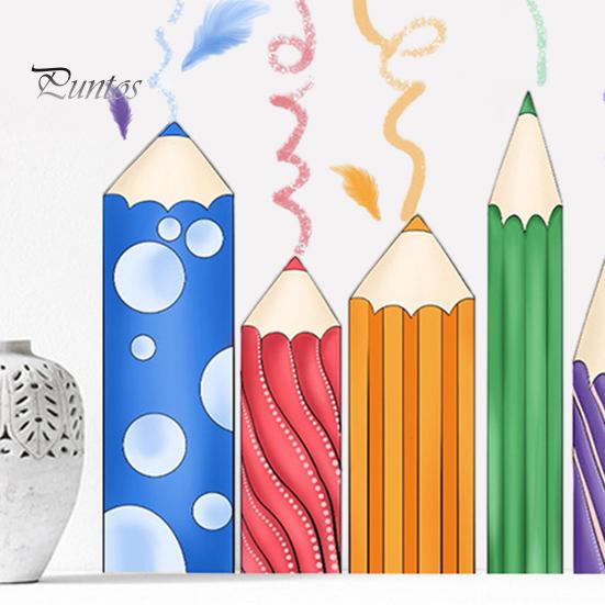 Naklejka ścienna do pokoju dziecięcego kolorowy nadruk ołówkiem samoprzylepna antypoślizgowa świetna lepkość wymienna naklejka ścienna do sypialni dla dzieci przedszkole