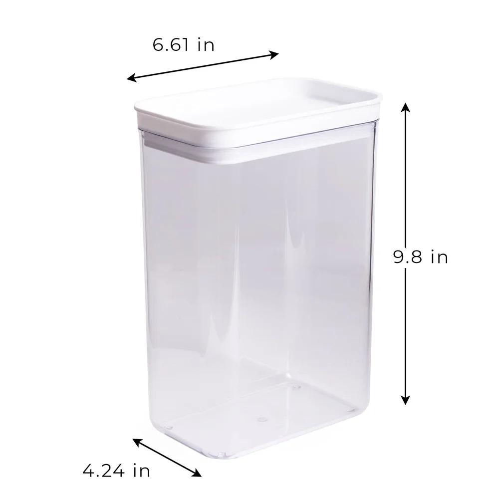 2 Pack Clear Food Storage Canister Stackable Airtight Plastic Kitchen Organization Container Ideal Food Snacks and Supplies