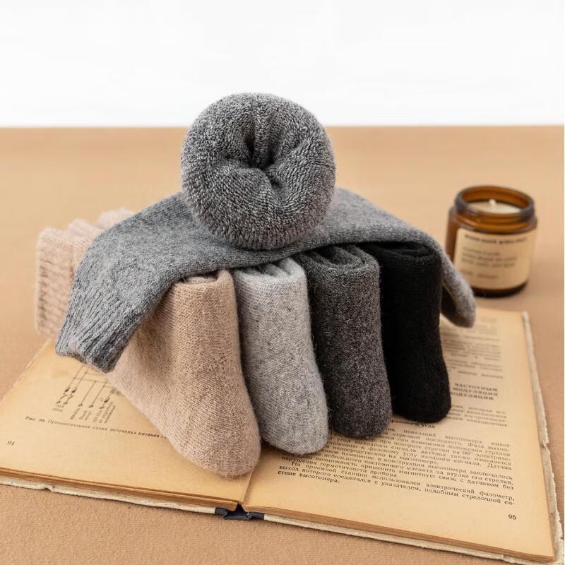 JINGRX Herren Wintersocken aus Wolle (4-Paar-Packung)