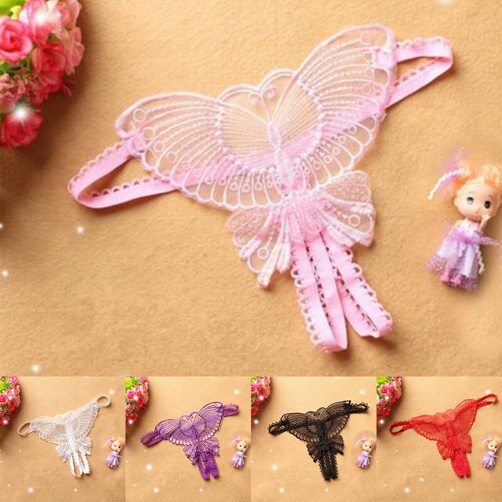 Womens Panties Leisure Butterfly Lace Open Crotchles
