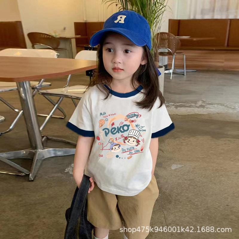 Kids Cotton Short Sleeve T Shirt Summer Thin Casual Round Neck Top Unisex Half Sleeve Tee