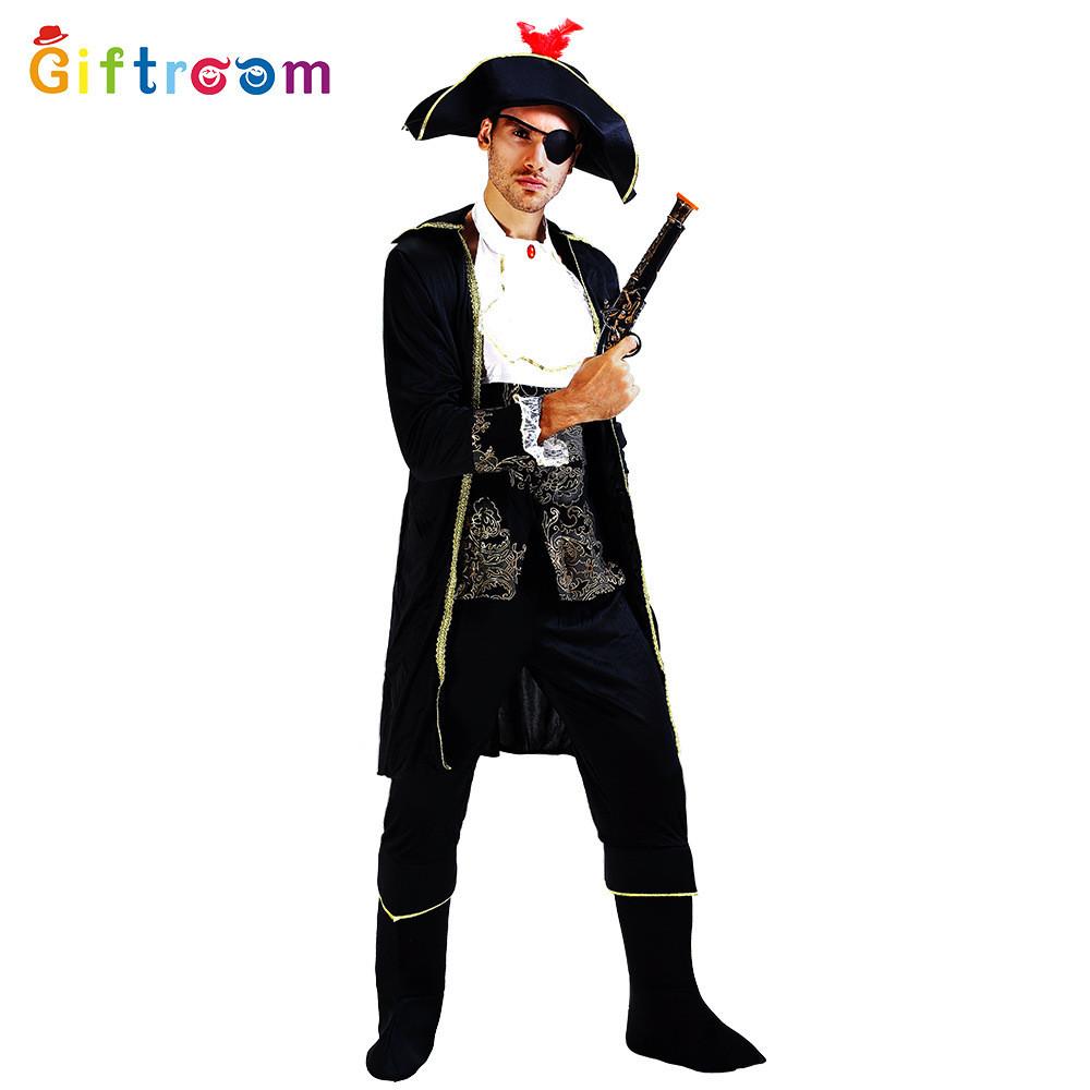 

Лихой пиратский взрослый костюм для Хэллоуин-вечеринок, сшитый из роскошной полиэстеровой ткани