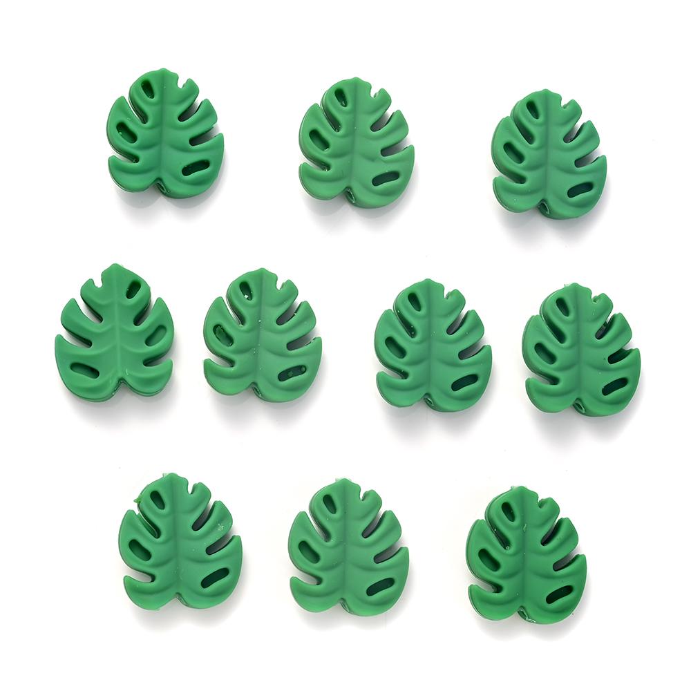 10Pcs Cartoon Leaf Silicone Beads Baby Teether Toy Infant Pacifier Chain Chewable Nursing Teether For DIY Handmade Accessories