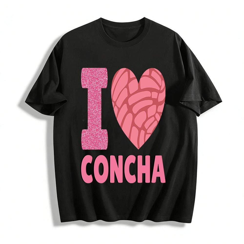 

I Love Concha Mexican Sweet Bread Graphic Casual Top Pure cotton T-shirt XXS
