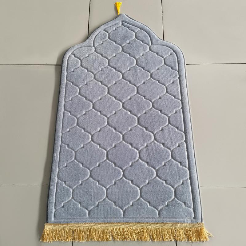 Flannel Prayer Mat Worship Blanket Worship Kneel Embossing Floor Carpets Non-slip Soft Portable Travel Prayer Rug Ramadan Gift