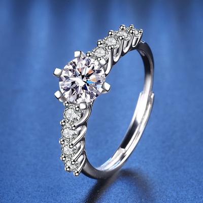 925 Sterling Silver Galaxy Six Claw Moissanite Ring Women's Niche Design Hand Jewelry