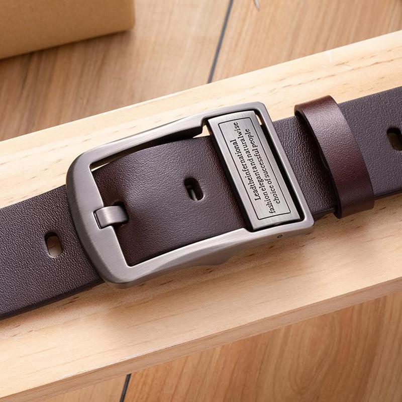 Men's Genuine Leather Belt 3.8 Wide-needle Buckle Belt