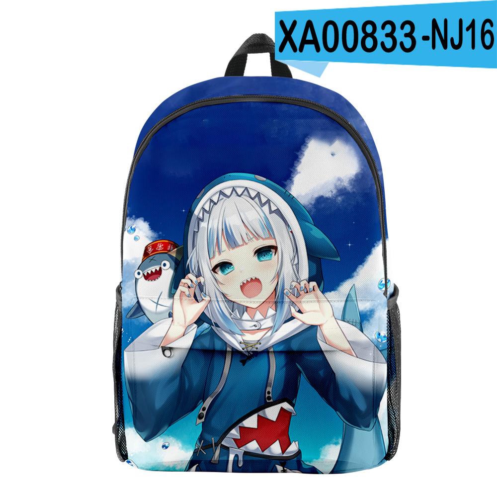 Classic Novelty Gawr Gura Cute Shark pupil Bookbag Notebook Backpacks 3D Print Oxford Waterproof Boys/Girls Travel Backpacks