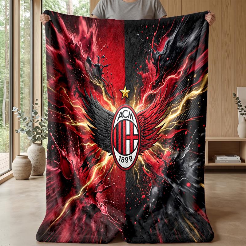 AC Milan Theme Blanket Soft Flannel Blanket Plush Throw Blanket Cozy Sofa Bed Blanket for Home Decor