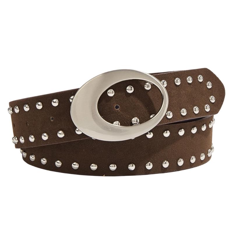 Women's Punk Waistband Adjustable Waist Belt For Jeans Stylish Studded PU Leather Strap