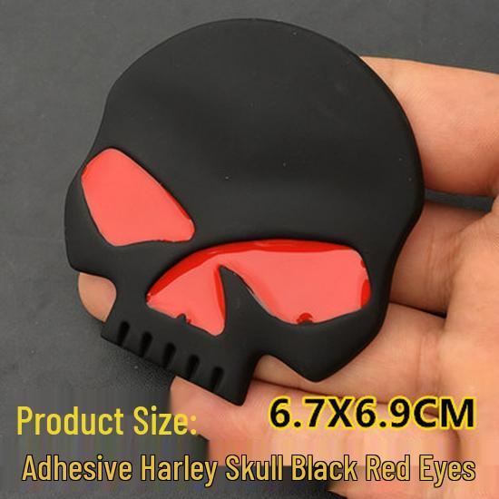 3D Metal Skull Car Emblem: Halloween Harley Hood, Tail, and Side Sticker