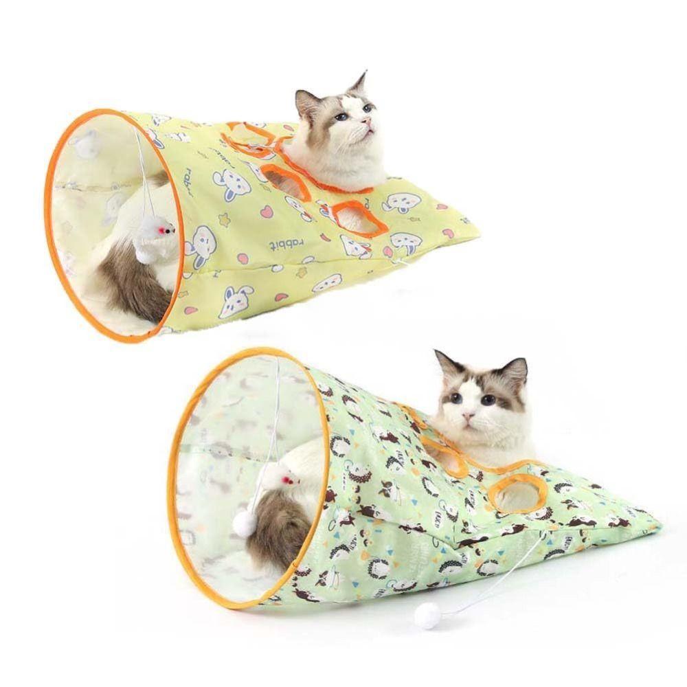 Bite Resistant Cat Toys Drill Bag Collapsible Polyester Cat Tunnel Bag Sound Paper Exercising Hiding Training