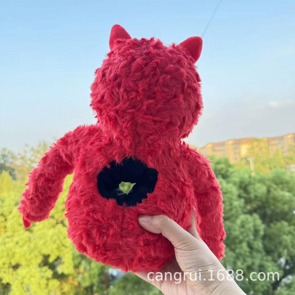 Roblox Scary Baboon Plush Red Fluffy Hollow Body Cute Horned Soft Stuffed Animal Peripheral Birthday Gift Toy For Children