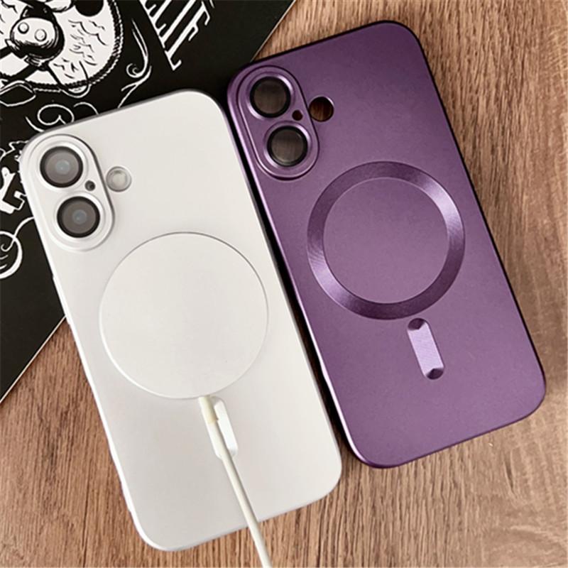 

Роскошный магнитный чехол Magsafe для iPhone 16 15 14 Plus 13 12 11 Pro Max X XR 7 8 Plus Magsafe Wireless Charge Cover For iPhone 16 чёрный