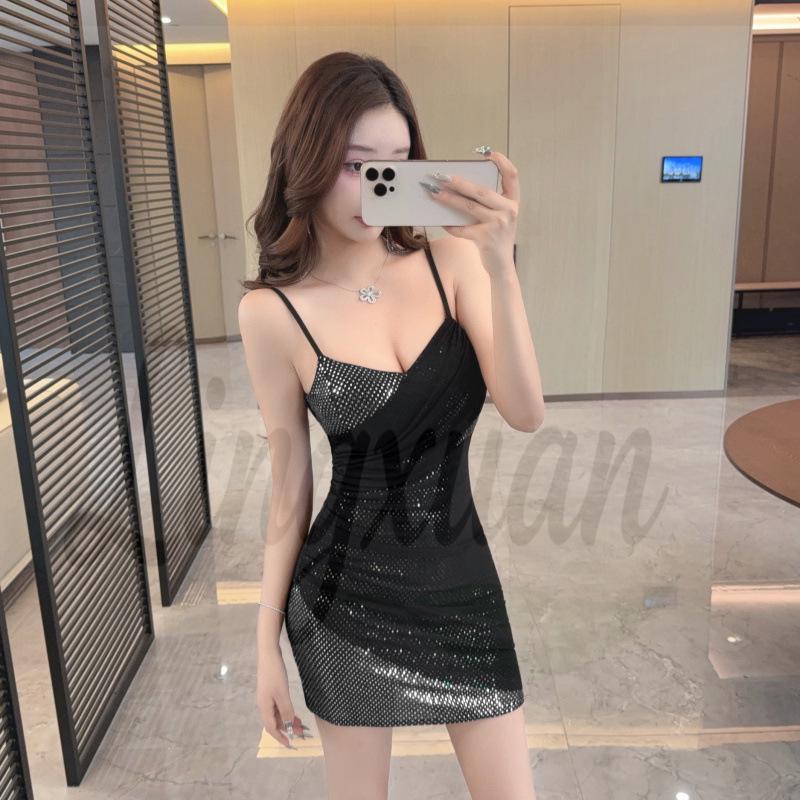 Elegant Spaghetti Strap Bodycon Mini Skirt with Mesh Patchwork Large