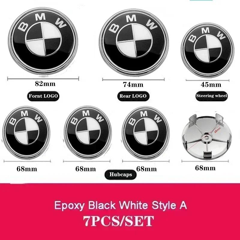 For BMW X1 X3 X5 G01 G20 G21 G30 F10 F11 F20 F01 F30 sticker 7Pcs Car Front Badge Rear Sticker Center Caps Steering Wheel Emblem