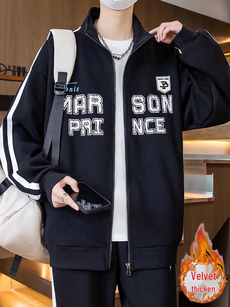 Autumn/Winter Cardigan Hoodie for Boys (Ages 13-16) - Stylish, Thick, Plus Velvet Outerwear