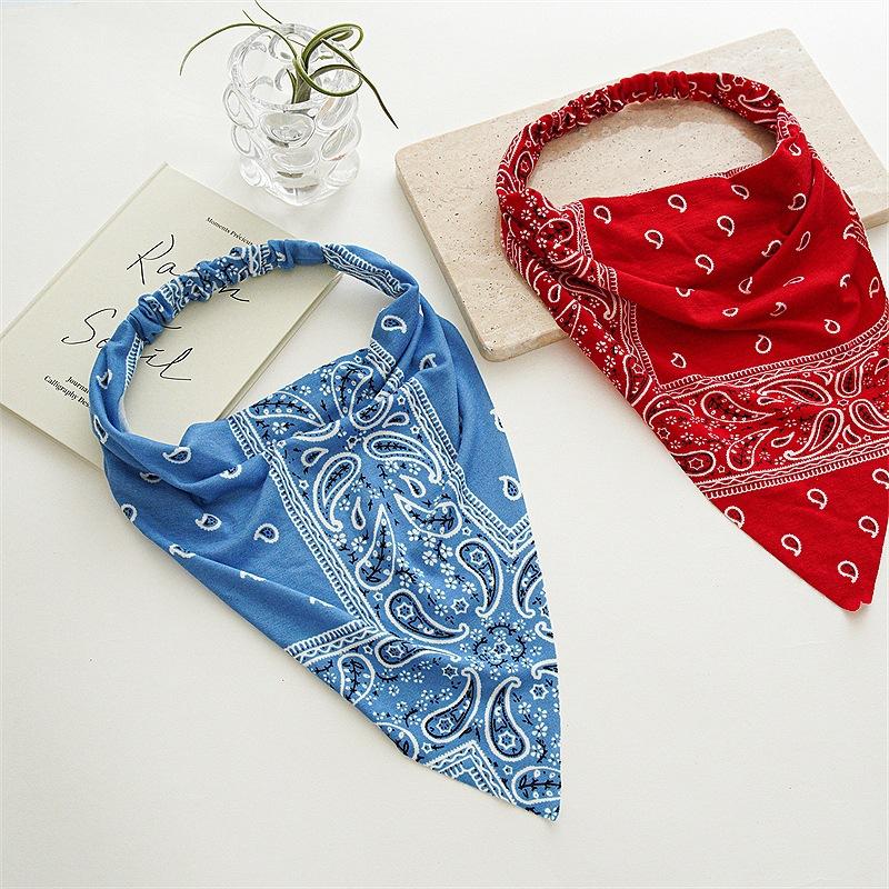 Bohemian Style Paisley Pattern Head Wraps Triangular Geometric Printed Hair Scarves Ethnic Fashion Outdoor Elastic Bandanas