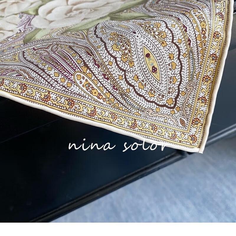NINA SOLOR Camellia & Paisley Sand-Washed Twill Silk Scarf