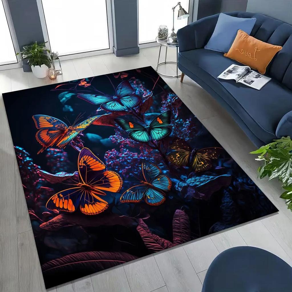 Cartoon Rug for Bedroom Living Room Soft Carpet Dream Butterfly Flower Home Doormat Decor,Large Kids Play Non-slip Floor Mat