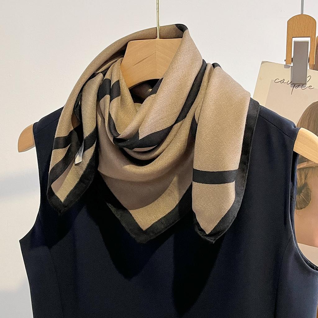 Cotton Feel Neckerchief Women Geometric Patterns Wraps Square Scarf Spring Autumn Keep Warm Headscarf Foulard Bandana Neck Ties